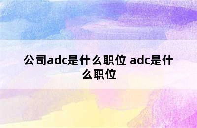 公司adc是什么职位 adc是什么职位